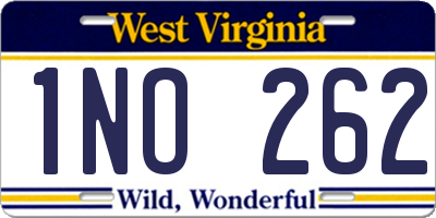 WV license plate 1NO262