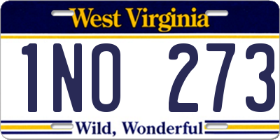WV license plate 1NO273