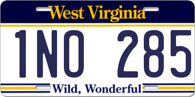 WV license plate 1NO285