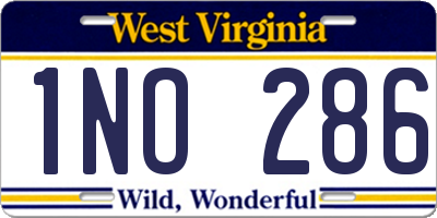 WV license plate 1NO286