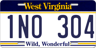 WV license plate 1NO304