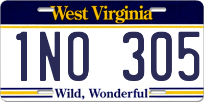 WV license plate 1NO305