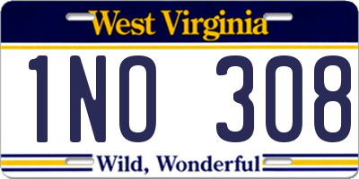 WV license plate 1NO308