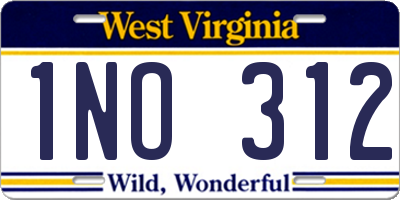 WV license plate 1NO312