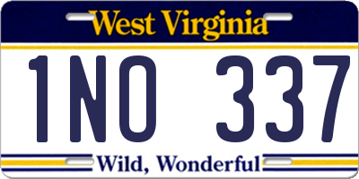WV license plate 1NO337