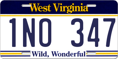 WV license plate 1NO347