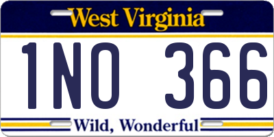 WV license plate 1NO366
