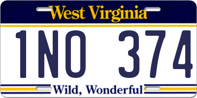 WV license plate 1NO374