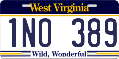 WV license plate 1NO389