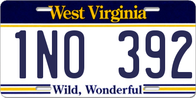 WV license plate 1NO392