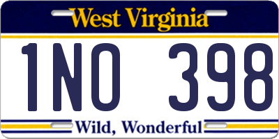 WV license plate 1NO398