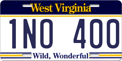 WV license plate 1NO400