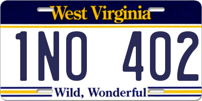 WV license plate 1NO402