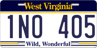 WV license plate 1NO405