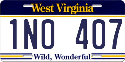 WV license plate 1NO407