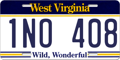 WV license plate 1NO408