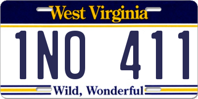 WV license plate 1NO411
