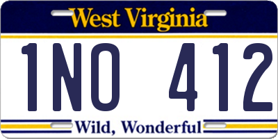 WV license plate 1NO412