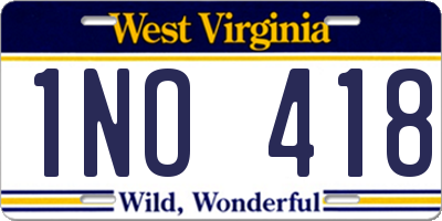 WV license plate 1NO418