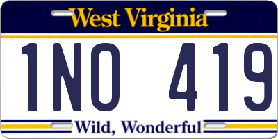 WV license plate 1NO419