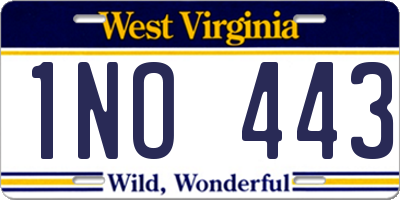 WV license plate 1NO443
