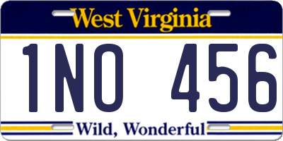WV license plate 1NO456