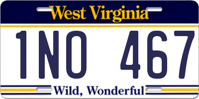 WV license plate 1NO467