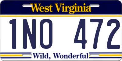 WV license plate 1NO472