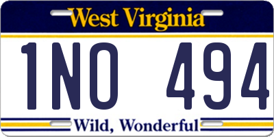 WV license plate 1NO494