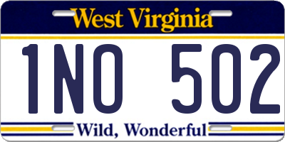 WV license plate 1NO502