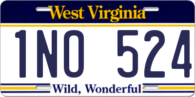 WV license plate 1NO524
