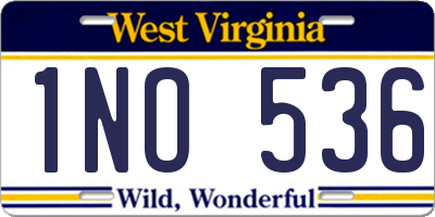 WV license plate 1NO536