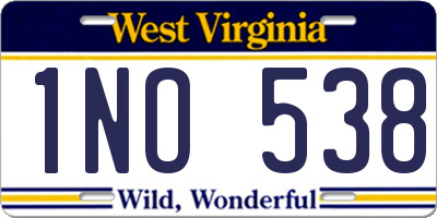 WV license plate 1NO538