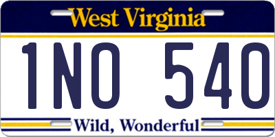 WV license plate 1NO540