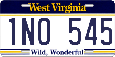WV license plate 1NO545