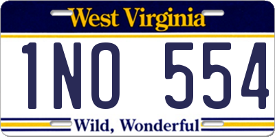 WV license plate 1NO554
