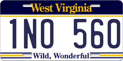 WV license plate 1NO560