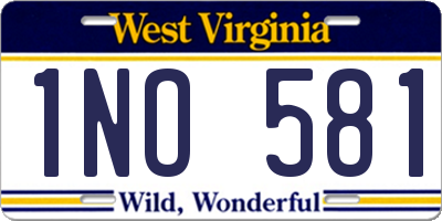 WV license plate 1NO581