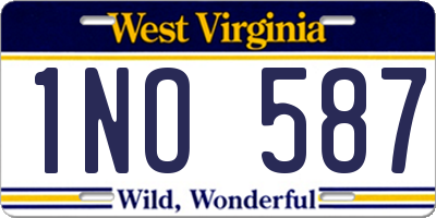 WV license plate 1NO587
