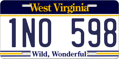 WV license plate 1NO598