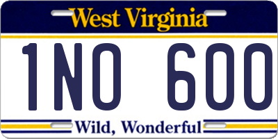 WV license plate 1NO600