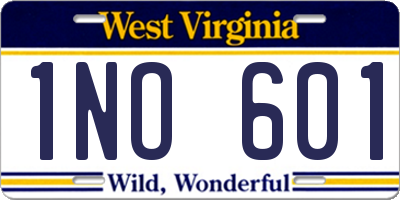 WV license plate 1NO601