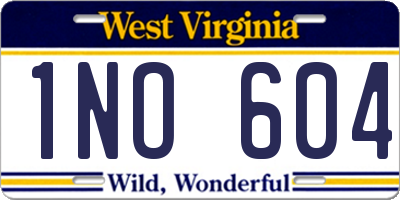 WV license plate 1NO604