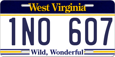 WV license plate 1NO607