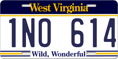 WV license plate 1NO614