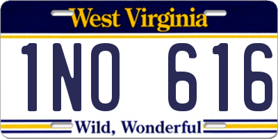 WV license plate 1NO616