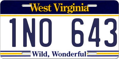 WV license plate 1NO643