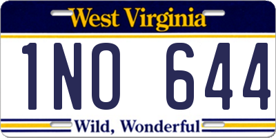 WV license plate 1NO644