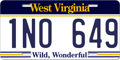 WV license plate 1NO649