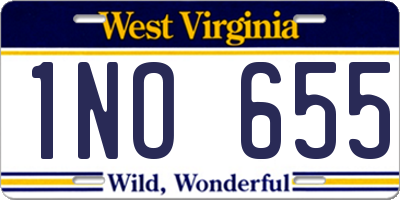 WV license plate 1NO655